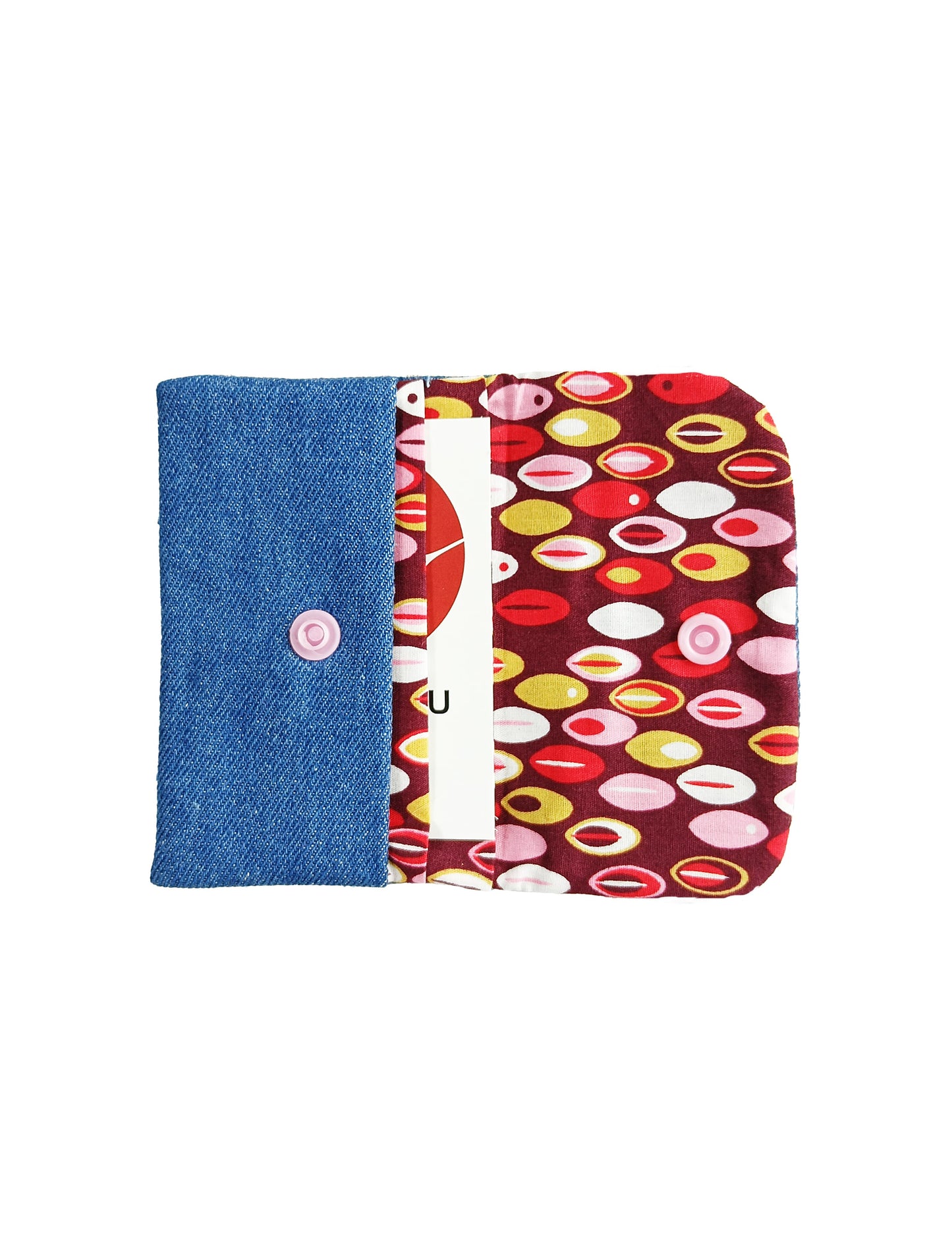 Porte-cartes Jean - Bouton Rose