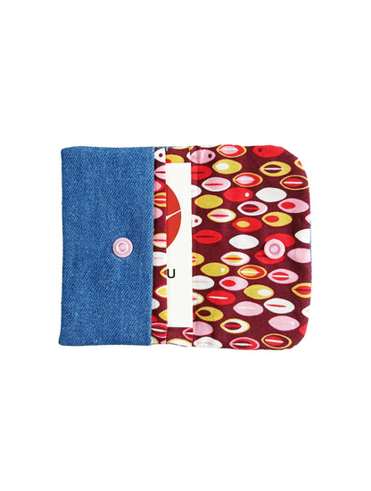 Porte-cartes Jean - Bouton Rose