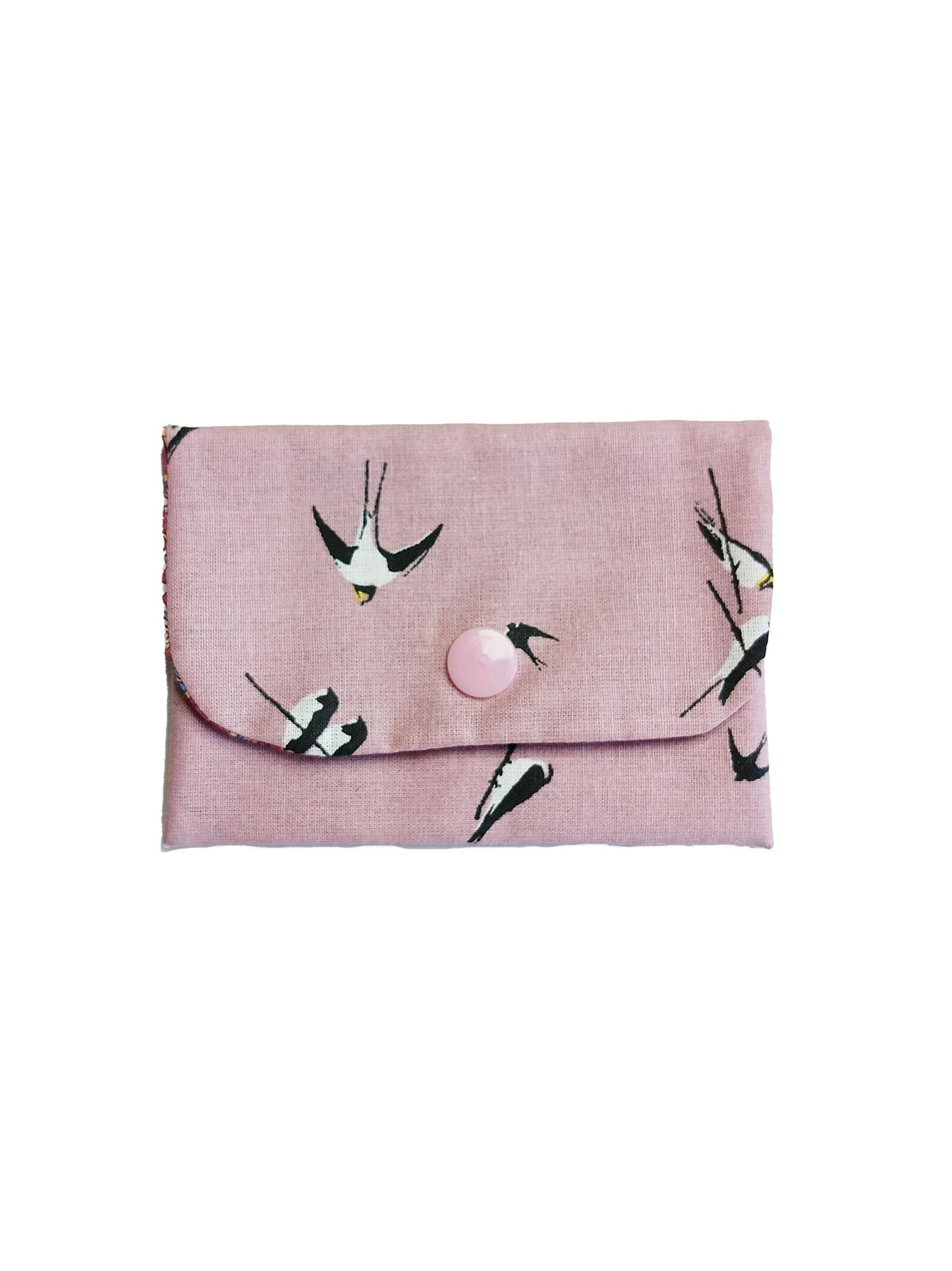 Porte-cartes Hirondelles rose