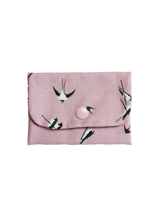 Porte-cartes Hirondelles rose