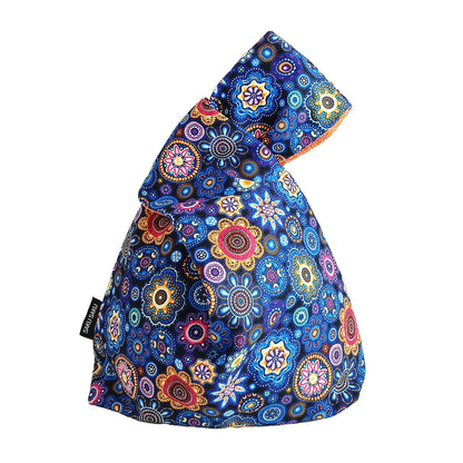Réversible Fleurs Aborigènes Bleu Floralie Orange