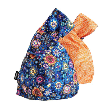 Réversible Fleurs Aborigènes Bleu Floralie Orange