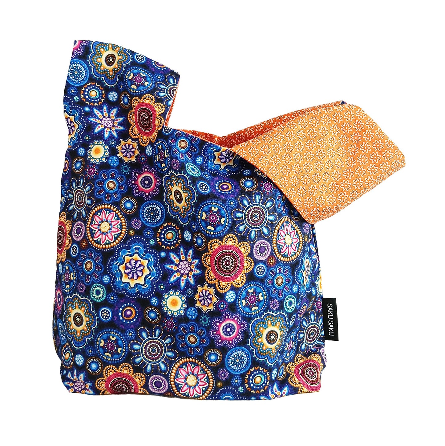 Réversible Fleurs Aborigènes Bleu Floralie Orange