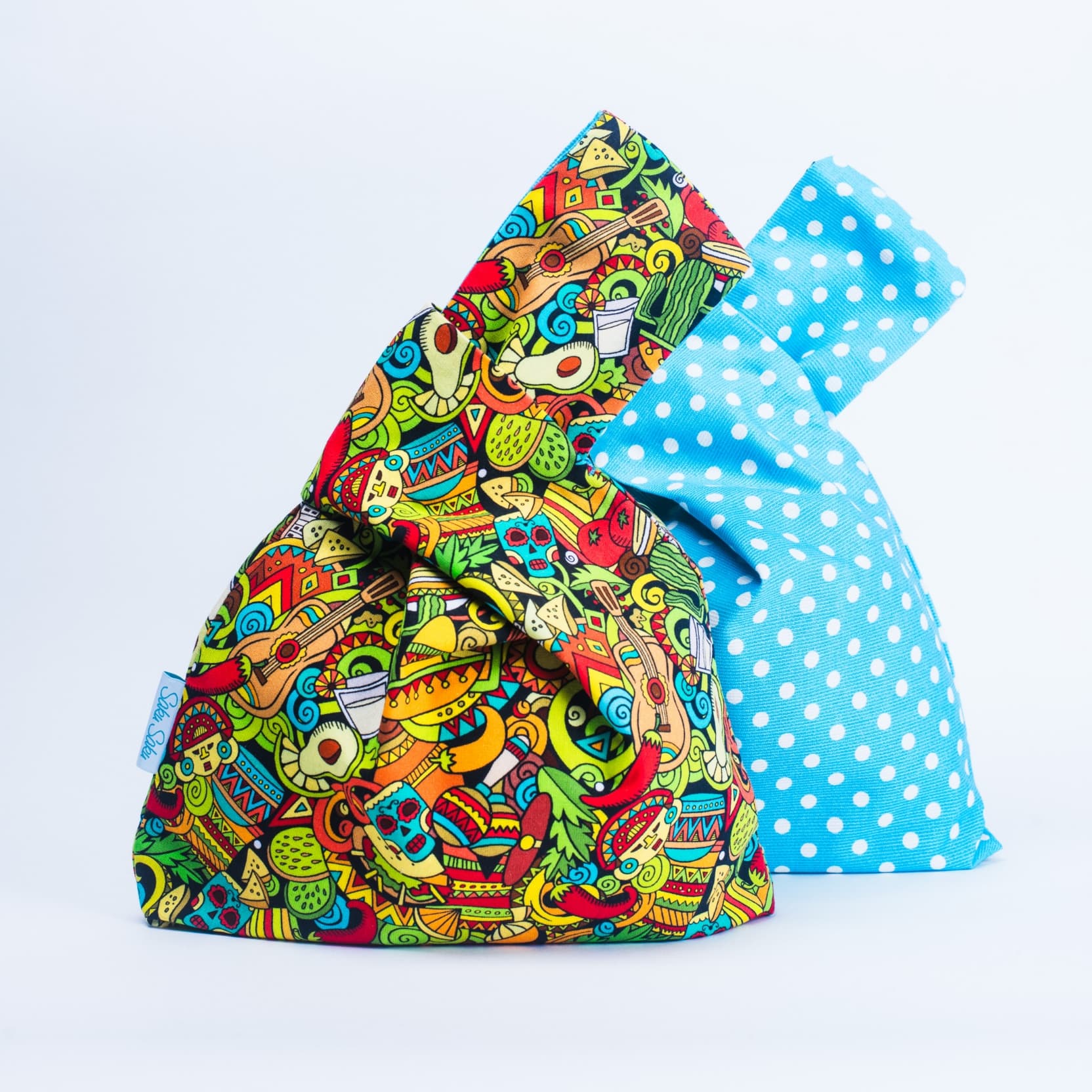 Réversible Mexico et Bleu Turquoise à Pois Blancs – Image 2