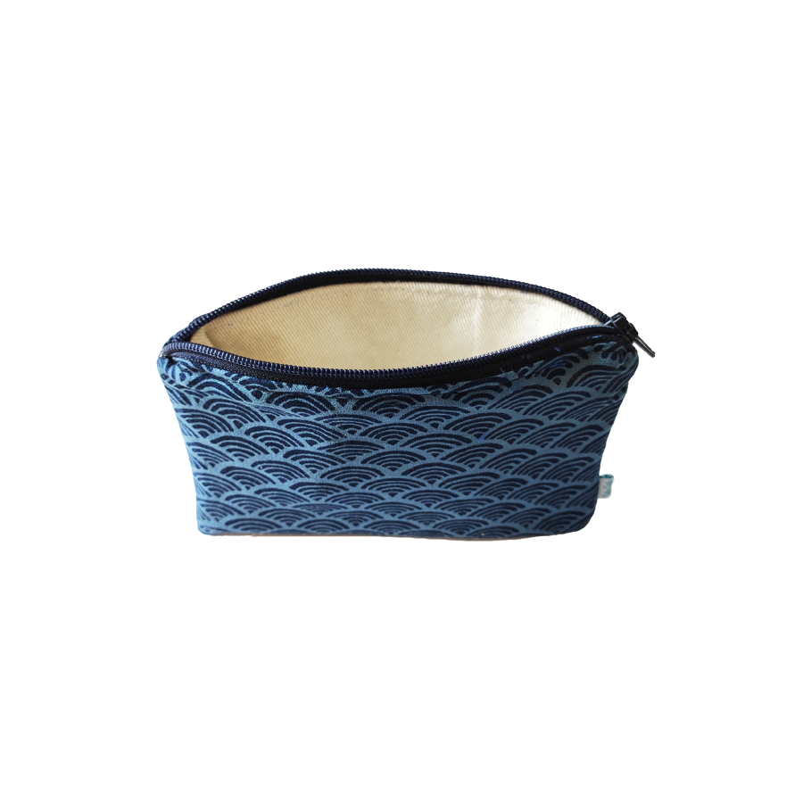 Petite Pochette Vague Seigaiha Bleu
