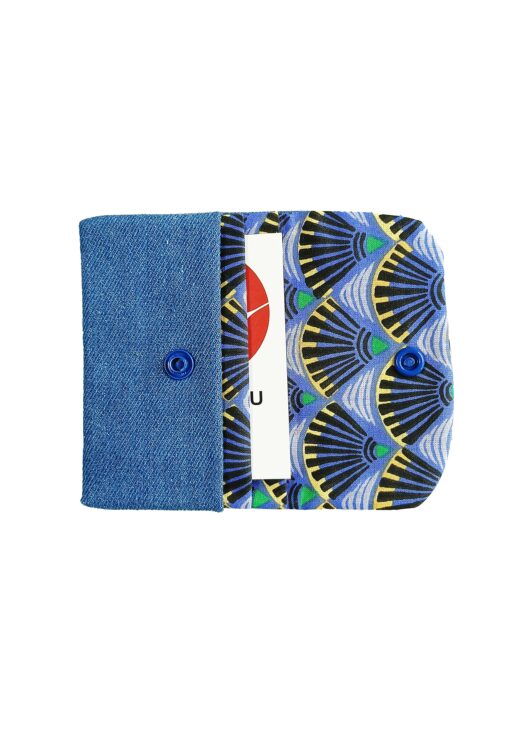 Porte Cartes Jean et Palmes Bleu