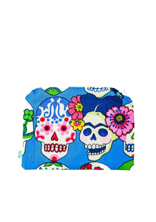 Petite Pochette Frida Skull Bleu