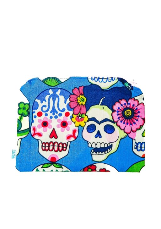 Petite Pochette Frida Skull Bleu