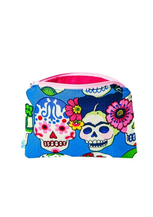 Petite Pochette Frida Skull Bleu