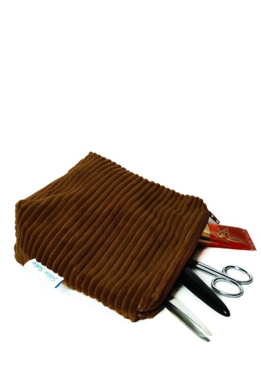 Trousse Velours Côtelé caramel