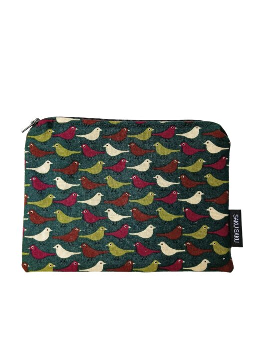 Grande Pochette Oiseaux Verte