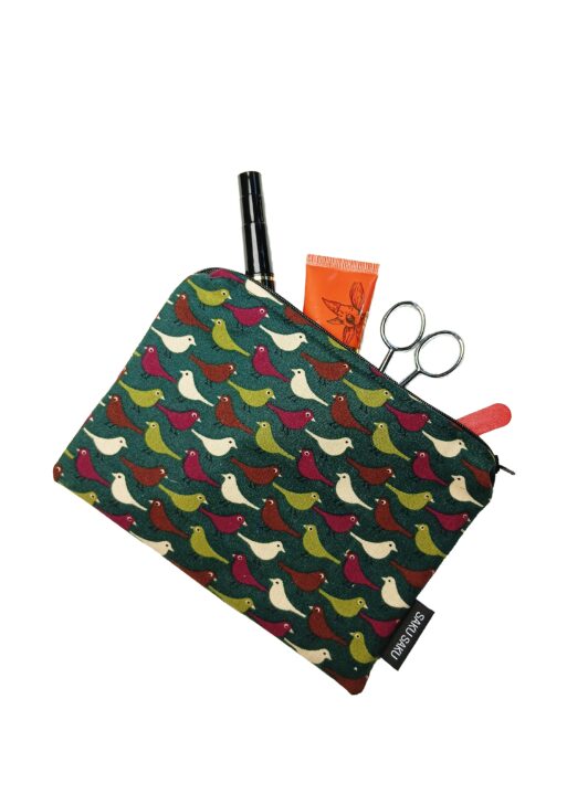 Grande Pochette Oiseaux Verte