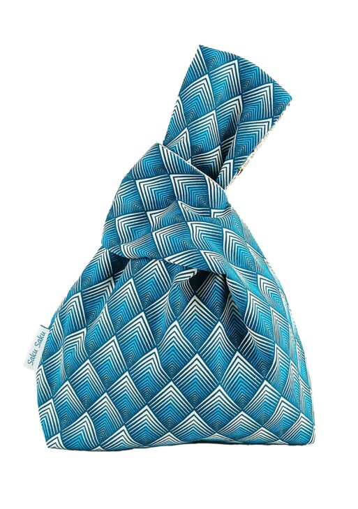 Réversible Art Déco Bleu / Palmes Grises