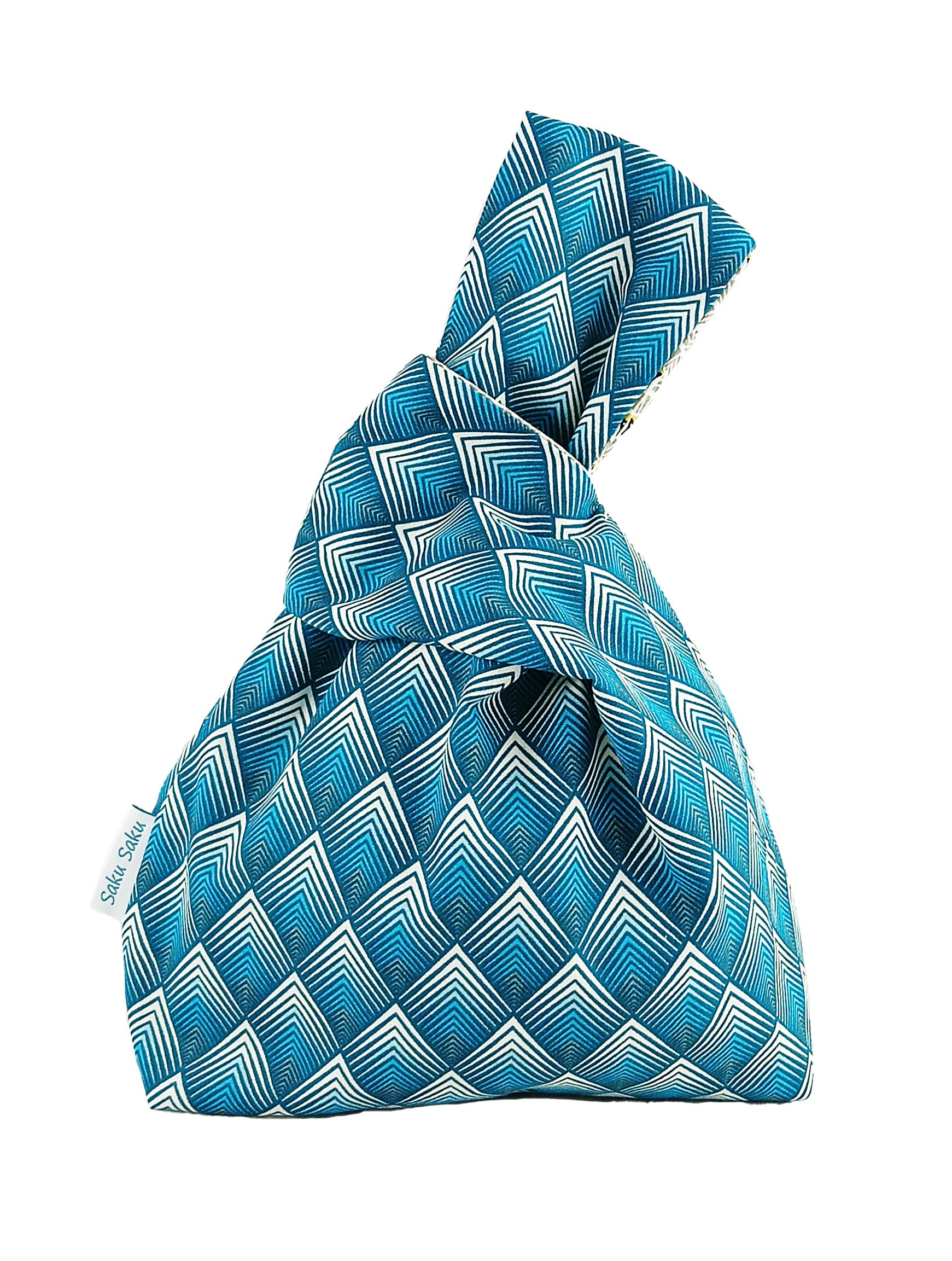 Réversible Art Déco Bleu / Palmes Grises