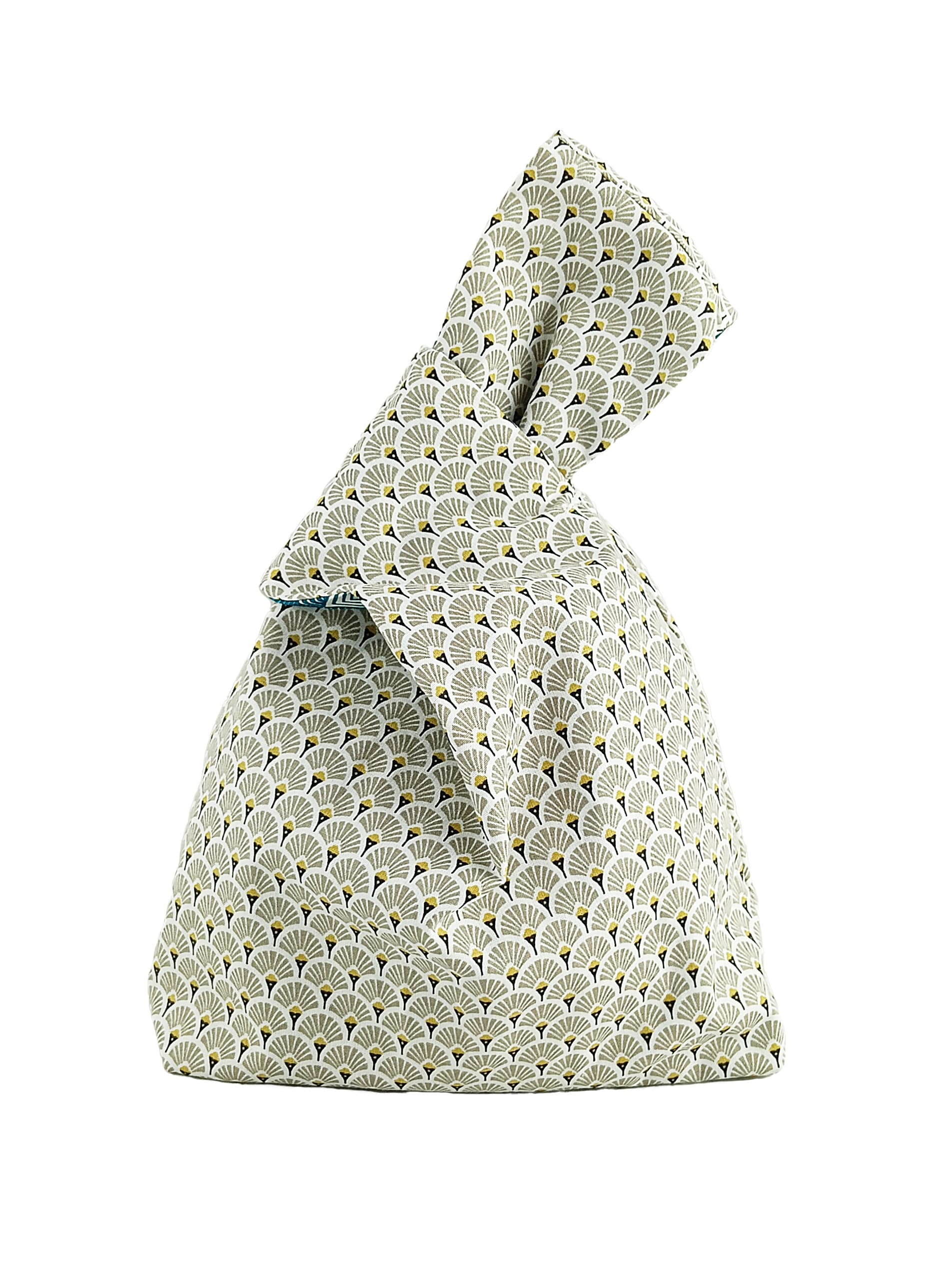 Réversible Art Déco Bleu / Palmes Grises – Image 1